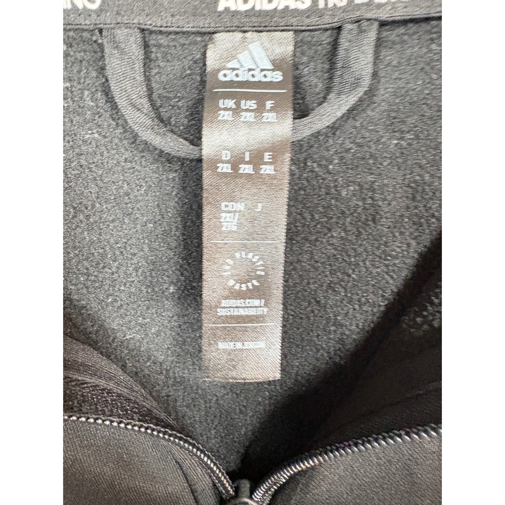 Adidas Training Aeroready Full Zip Hoodie Black Mens 2XL Logo Sweatshirt - Picture 2 of 10